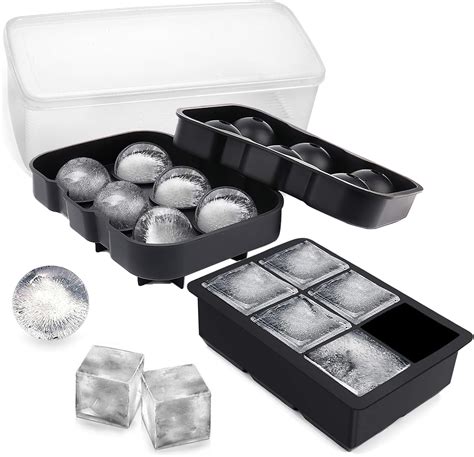 Amazon.com: Large Ice Cube Tray, 2 Pack Silicone Big Ice Cube Molds Set with Ice Bin&Tong for ...