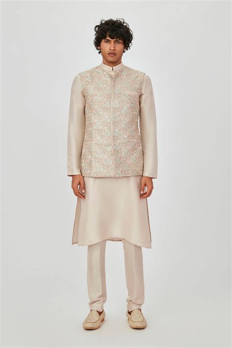 Buy Ramin Almond Raw Silk Bundi Set Online | Aisha Rao