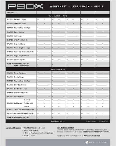 P90x Classic Workout Schedule Excel