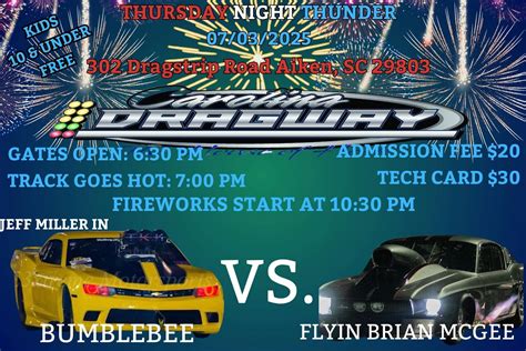 Carolina Dragway: Thursday Night Thunder & Fireworks - Thoroughbred ...