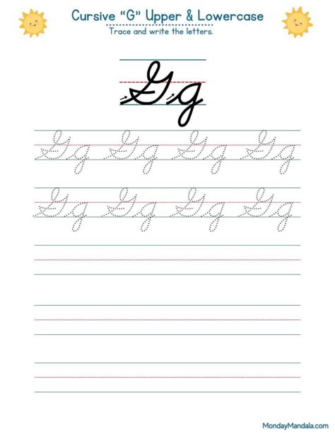 10 Cursive G Worksheets (Free Letter Writing Printables)