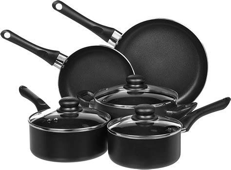 Buy AmazonBasics 8-Piece Non-Stick Cookware Set| 2-Way 3 Layer Non ...