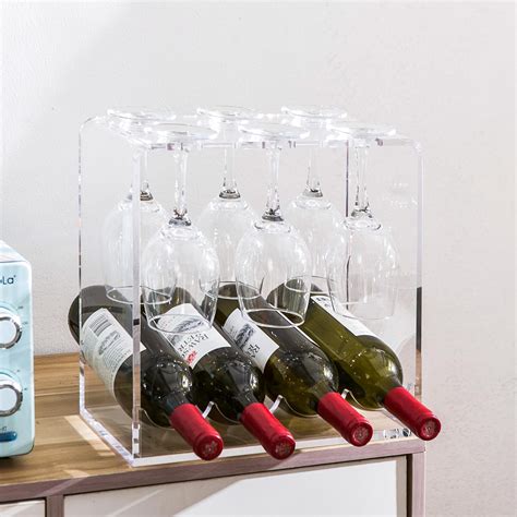 Ivy Bronx Acrylic Wine Rack With Glass Holder, Wine Holder Racks ...