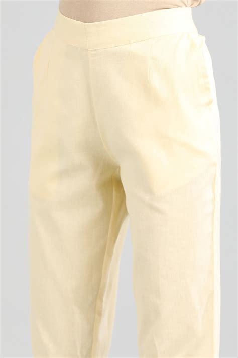 Buy Beige Straight Fit Pure Cotton Trouser Pants Online for Woman ...