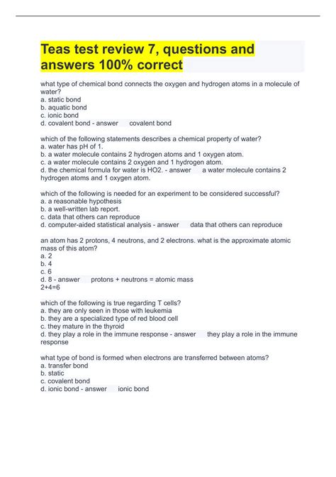 Teas Test Answers 的图像结果