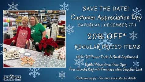 Customer Appreciation Day, Strosniders Hardware (Potomac), 7 December ...