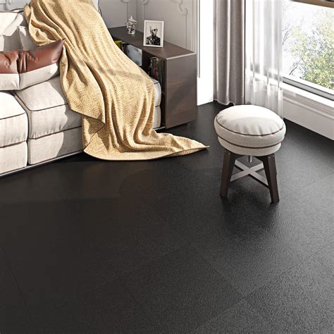 Buy FunStick 30 Sheets Peel and Stick Floor Tile Black Vinyl Flooring ...