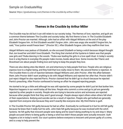 ⇉Themes in the Crucible by Arthur Miller Essay Example | GraduateWay
