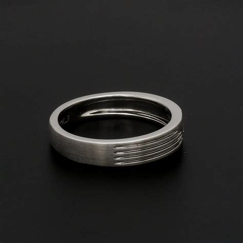 Jewelove™ Rings Matte Finish Platinum Love Bands with Parallel Lines JL ...