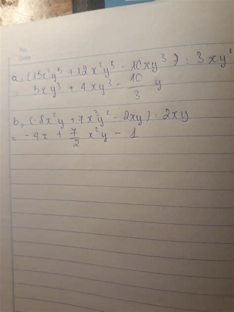 a)(15${x^2}{y^5}$+12${x^2}{y^5}$-10${xy^3}):3${xy^2}$ b)(-8${x^2}y$+7 ...