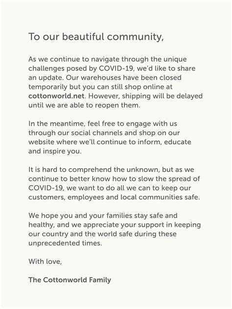 An important message to our community