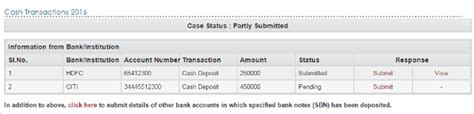 Guide to Online verify Cash Deposits during 09.11.2016 to 31.12.2016
