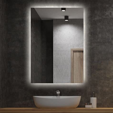 Espejo moderno con luz LED para el baño 70 cm x 50 cm Luz neutra ...