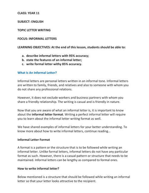 Informal Letter Format Example 的图像结果