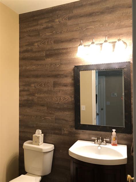 Vinyl Plank Wood Wall Bathroom Makeover