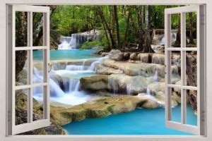 3D Vastu Beautiful Nature Waterfall Waterproof Vinyl Sticker Poster ...