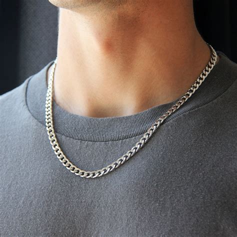 Men's Chain / Silver 6mm Curb Chain Necklace for Men or Woman ...