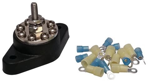1/4" (Black) Distribution Stud Junction Post -8 Terminal Block- Buss ...