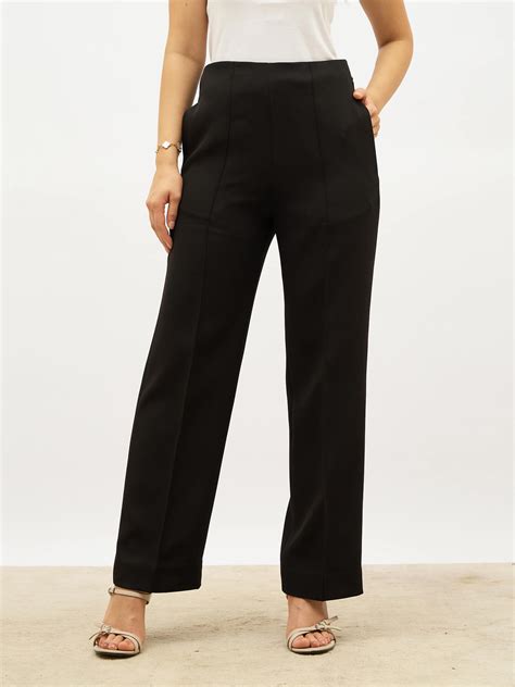 Buy Determined High Rise Straight Trousers-Black Color | SALT Attire