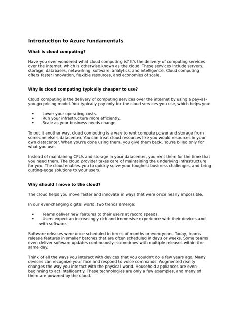 Azure Fundamentals - Az900 - Introduction to Azure fundamentals What is ...