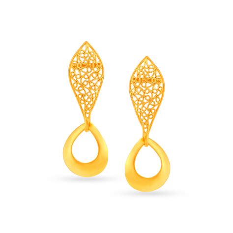 Elegant Filigree Gold Drop Earrings