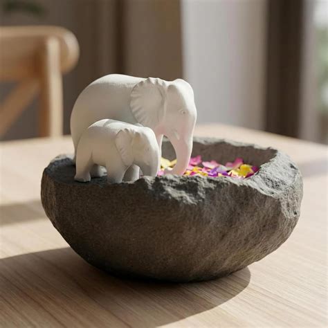 Buy eCraftIndia Elephant Statues Decorative Urli Bowl for Home Decor ...