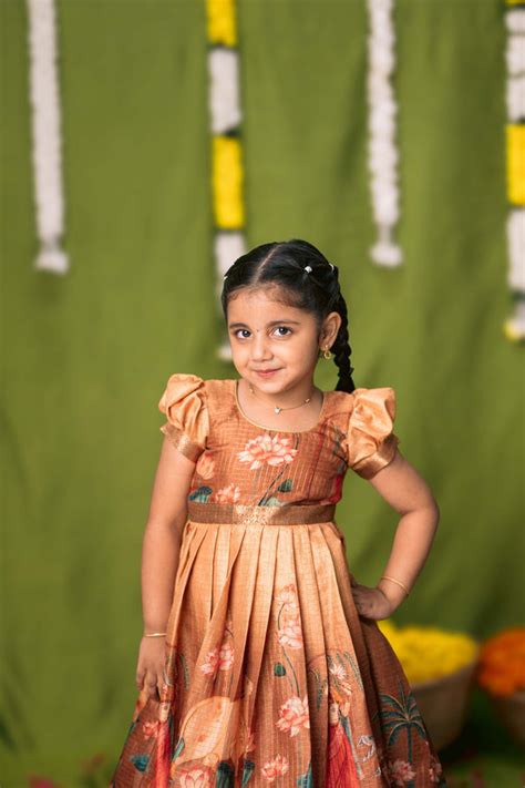 Nikazhya Yellow Frock Mini-Kids Yellow Floral Ethnic Frock with Zari ...