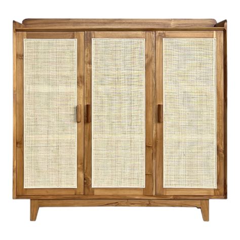 Maia Cane Shoe Rack Teak Wood & Cane – Nismaaya Decor