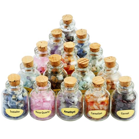 SUNYIK 9 Mini Gemstone Bottles Chip Crystal Healing Tumbled Gem Reiki ...