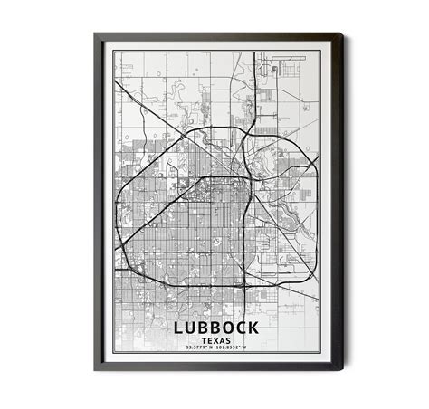 Lubbock texas map black and white coordinates map of lubbock lubbock tx ...