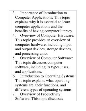 Introduction to Computer Application - Introduction to Computer ...