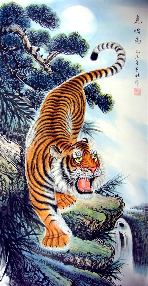 上山虎水墨_上山虎图片下山虎_上山虎国画_水墨山水画