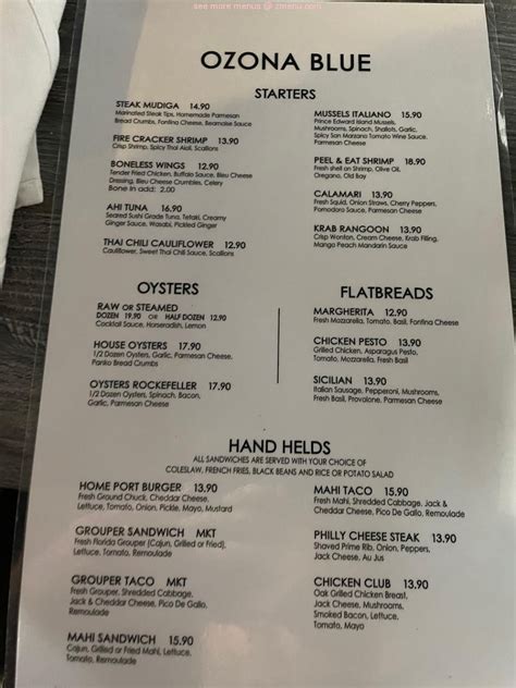 Online Menu of Ozona Blue Grilling Co Restaurant, Palm Harbor, Florida ...