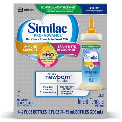 Similac Pro-Advance Infant Formula with Iron, 4 Count, 2 fl oz Bottles ...