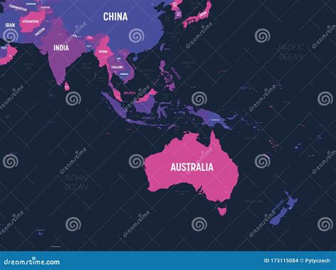 Australia and Southeast Asia Map. High Detailed Political Map of ...
