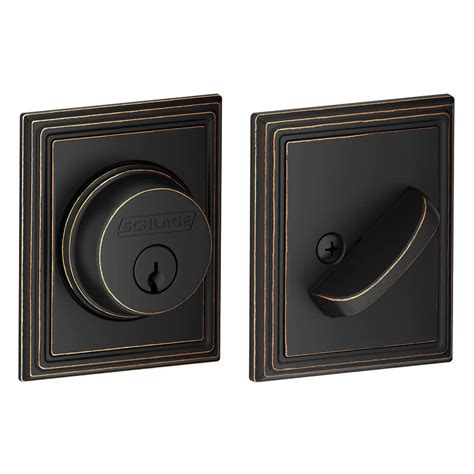 Schlage B60N ADD 716 Addison Single Cylinder Deadbolt, Aged Bronze ...