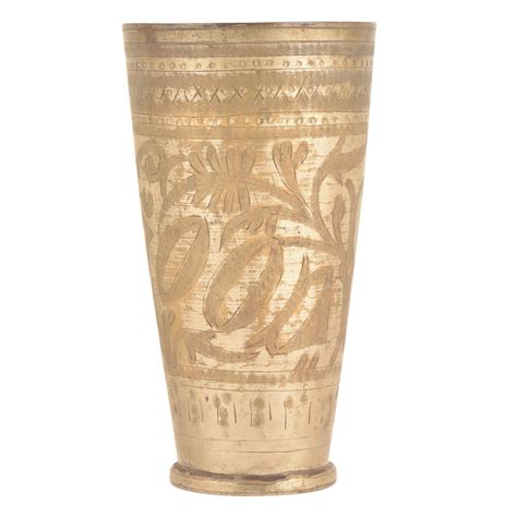 Good Carved Floral Design Brass Punjabi lassi Glass