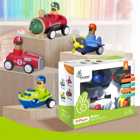 Push Toys Set of 4 Rider (Multi-1) Toddler BPA-Free Pack - R for Rabbit
