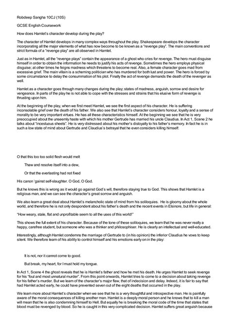 SOLUTION: How does hamlet s character develop during the play - Studypool