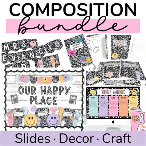 Composition Notebook Classroom Decor Bundle | Bulletin Board Letters ...