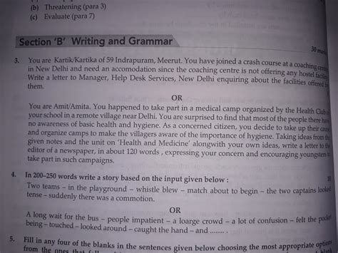 Questions for letter and story writing class 10 - Brainly.in
