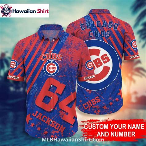 Custom Name Cubs Hawaiian Shirt With Red Blue Star Design - MLB ...
