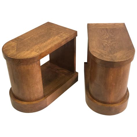 Pair of French Mid-Century Modern Oak End Tables or Nightstands, Pierre ...
