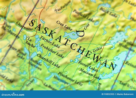 Geographic Map of Canada State Saskatchewan with Important Cities Stock Image - Image of ...