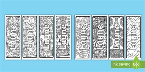 Layne Mindfulness Name Colouring Bookmarks | Bookmarks