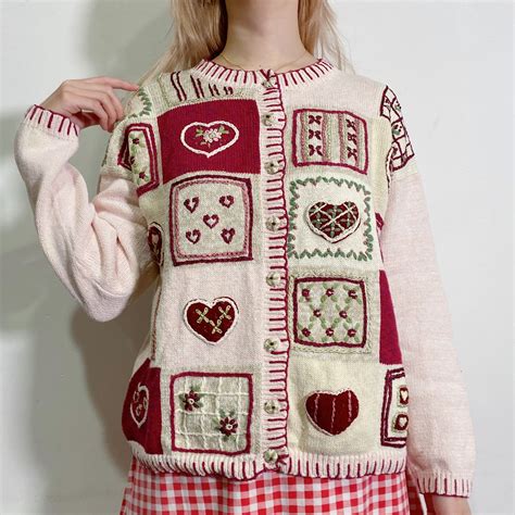 Heart motif cotton knit cardigan | LEMON