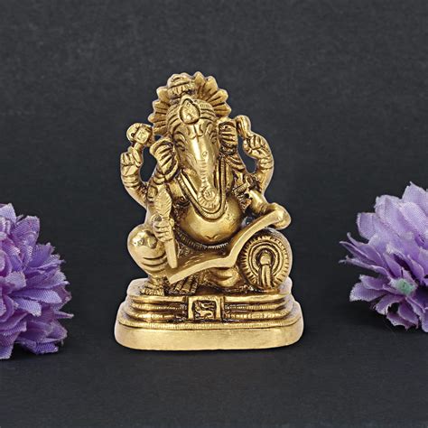 Buy ARTVARKO Brass Ganesh Murti Ganesha Idol Ganpati Bhagwan Reading ...