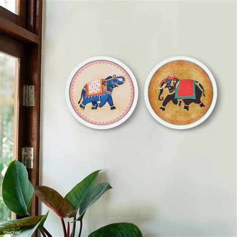 Haathi Pichwai Style Wall Art Frames Set of 2