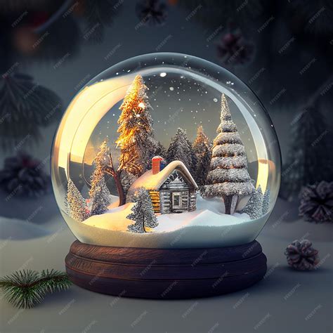 Premium Photo | Christmas landscape inside a snow globe, hyper ...