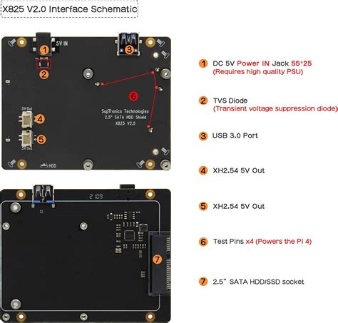 Buy Geekworm for Raspberry Pi 4, X825 V2.0 2.5 inch SATA HDD/SSD Board ...